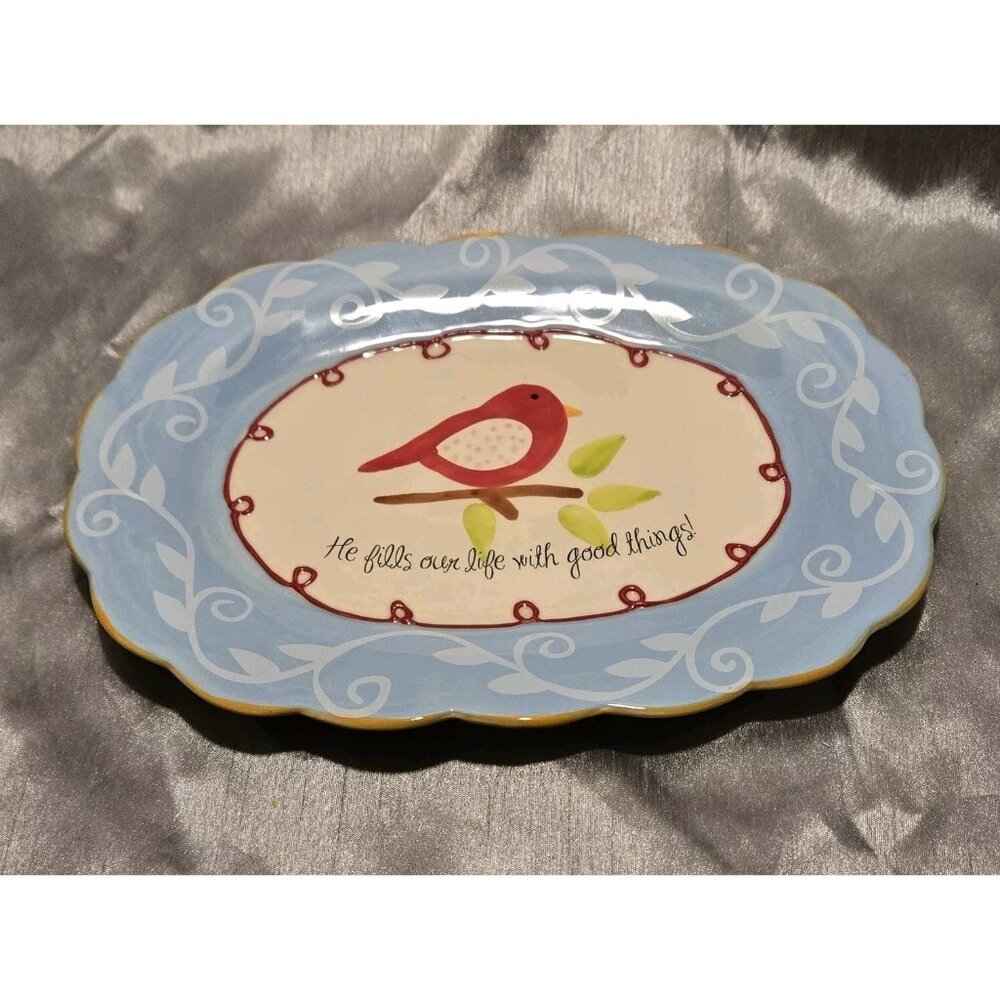 Redwing Pottery Bread Plate Angled Dining Serving Capistrano Hand Painted Bird